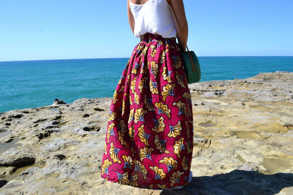 jupe longue en tissu wax