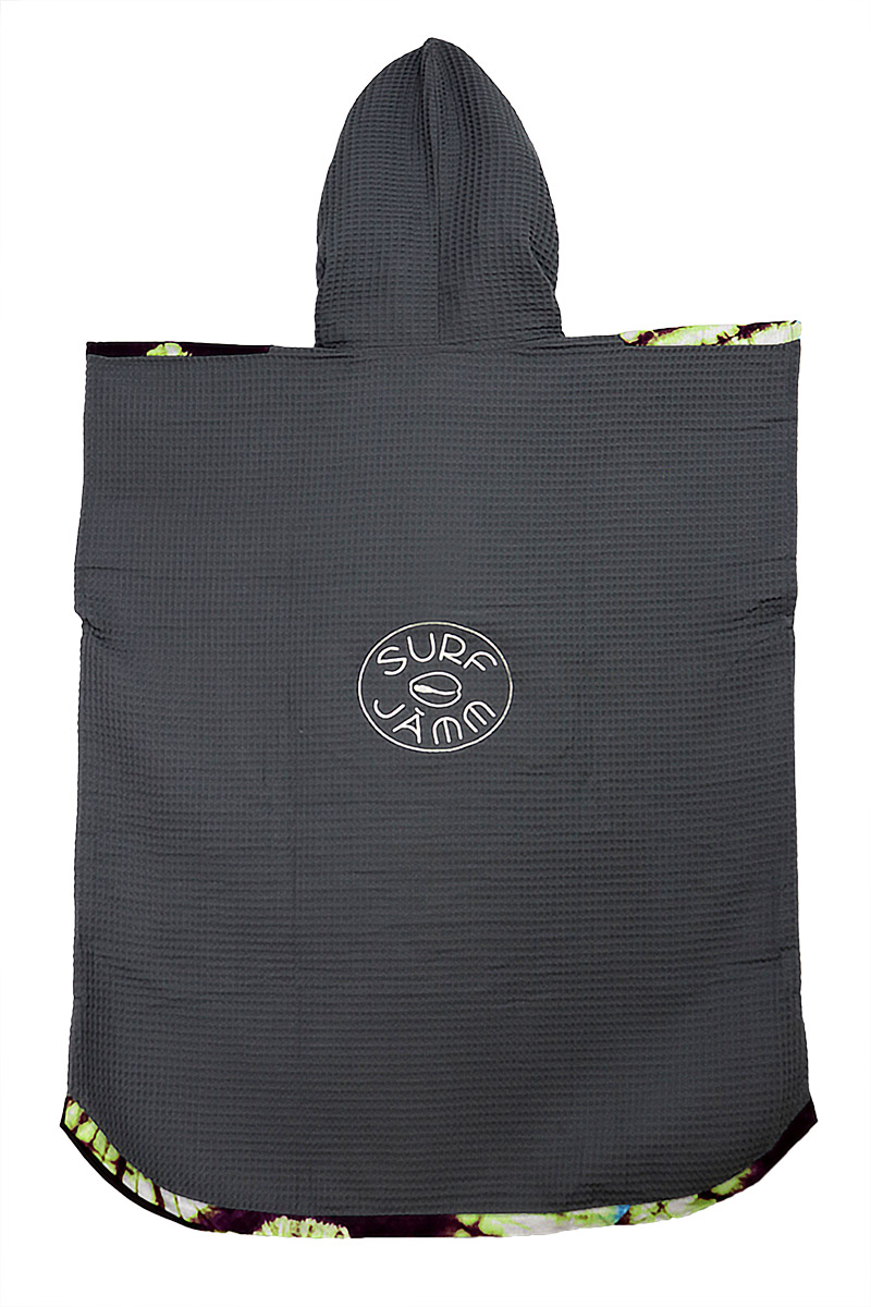 poncho de plage, sortie de bain, poncho surf en coton nid d'abeille avec pochette en tissu wax. Modèle femme, homme et enfant