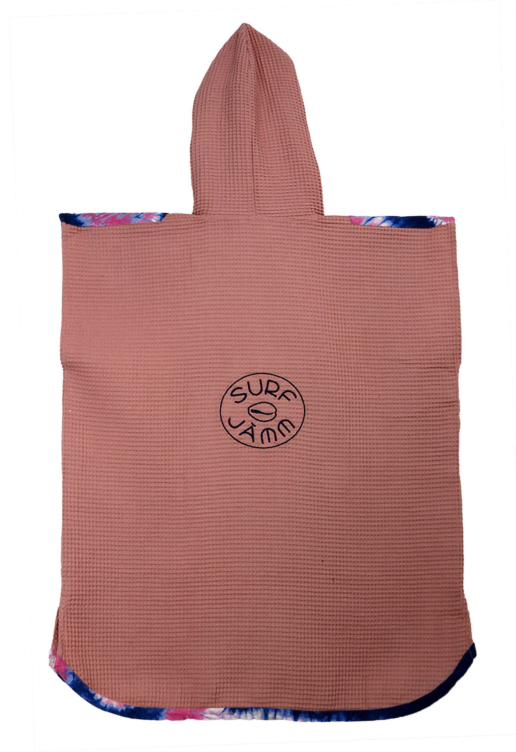 poncho de surf, sortie de bain, poncho surf en coton nid d'abeille avec pochette en tissu wax. Modèle femme, homme et enfant