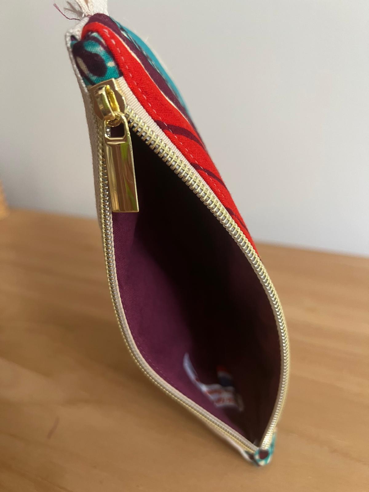 pochette en tissu wax Nao vu de l'intérieur